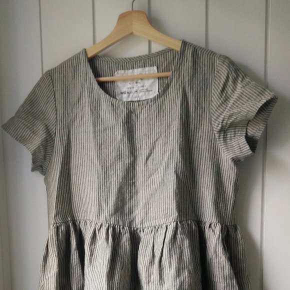 notPERFECTLINEN NPL Natural Stripes Linen Mama Dress! Size M - Picture 6 of 7